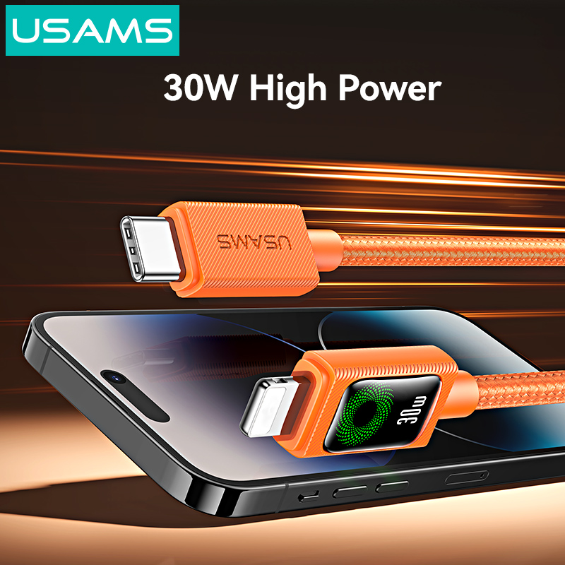 Cáp Sạc Nhanh C to Lightning USAMS SJ774 U92 30W (1.2m, With Light, 480Mbps)