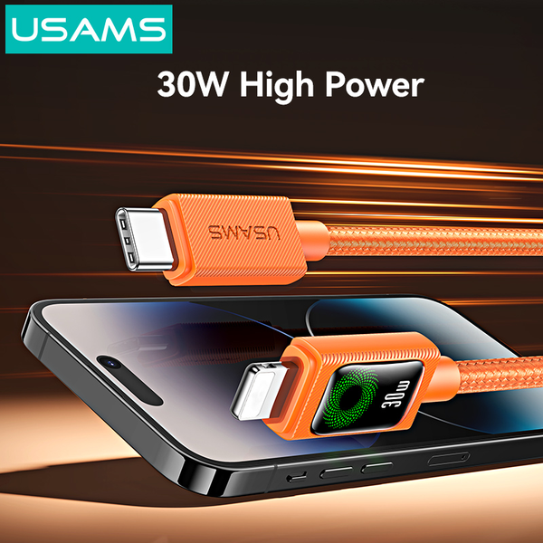 Cáp Sạc Nhanh C to Lightning USAMS SJ774 U92 30W (1.2m, With Light, 480Mbps)