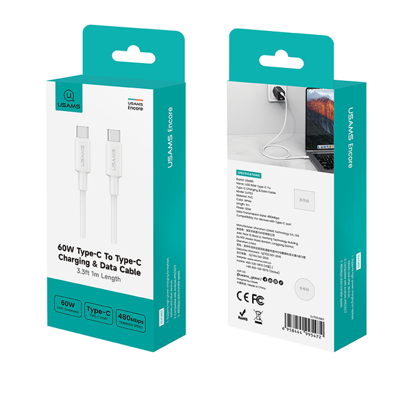 Cáp Sạc Nhanh C to C USAMS SJ763 U90 60W (1m, 480Mbps)