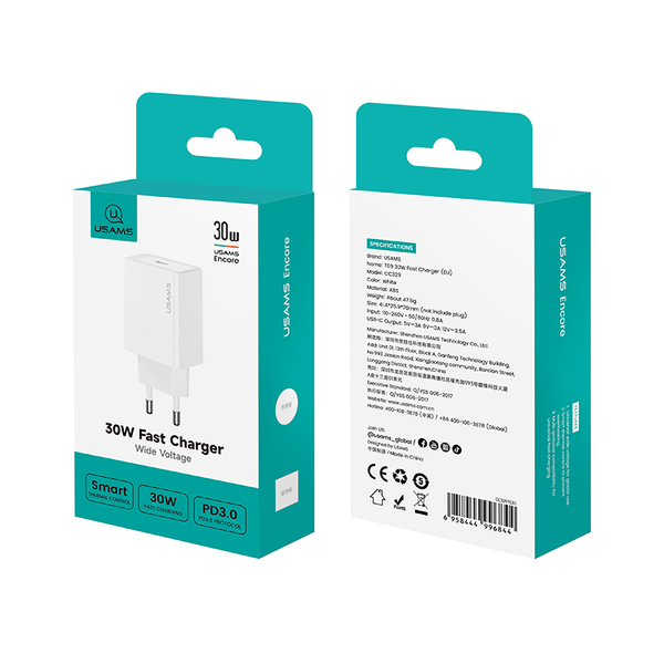 Củ Sạc Nhanh USAMS CC329 T69 30W (1*Type-C port, PD3.0)