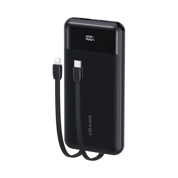 Pin Dự Phòng Kèm Cáp USB-C + Lightning USAMS CD281 10000mAh 22.5W (1*Type-C + 1*USB-A port, Digital LED Display)