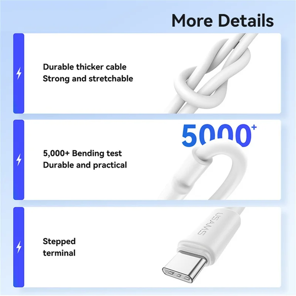 Cáp Sạc Nhanh C to C USAMS SJ763 U90 60W (1m, 480Mbps)