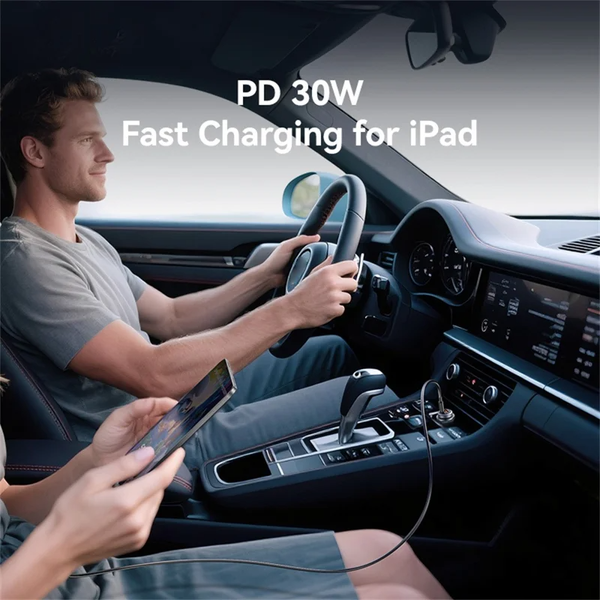 Tẩu Sạc Cho Ô Tô USAMS CC322 30W (1*Type-C + 1*USB-A port, For 12V-24V Car Model)