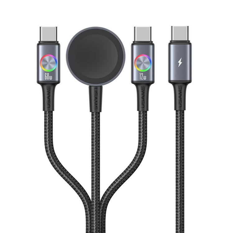 Cáp Sạc Nhanh C to 2C+Sạc Không Dây Cho Apple Watch 3-in-1 SJ754 72W (1.2m, Nylon Braided Cable)