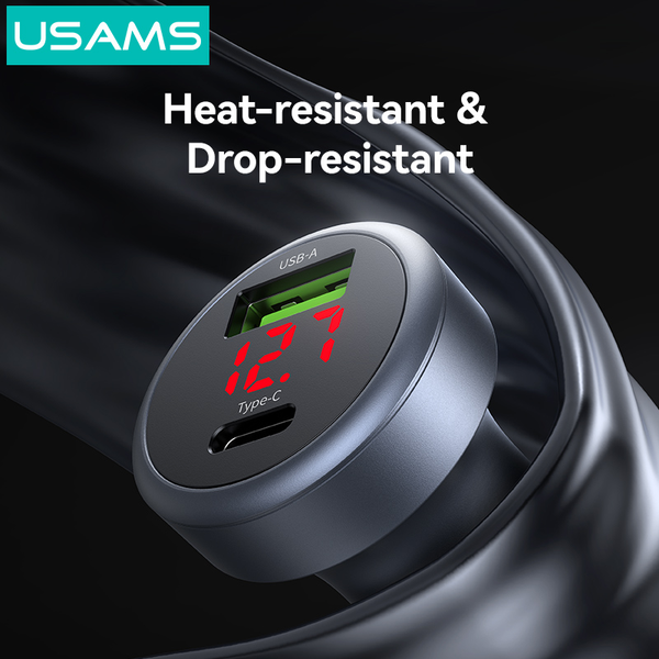 Tẩu Sạc Cho Ô Tô USAMS CC327 45W (1*Type-C + 1*USB-A Ports, Digital Display)