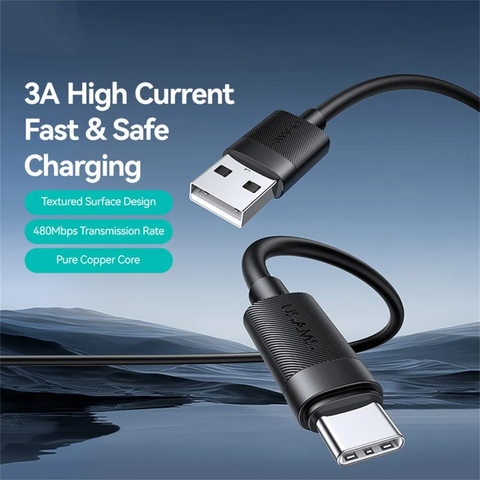 Cáp Sạc Nhanh USB to Type-C USAMS SJ777 U94 3A (1m, 480Mbps)