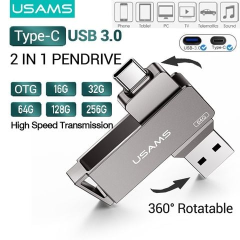 USB Lưu Trữ Di Động Tốc Độ Cao USB+TypeC USAMS ZB199 32GB (USB3.0 / 5Gbps)