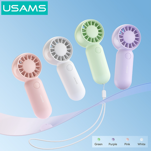 Quạt Mini Cầm Tay USAMS ZB354 3W (500mAh, 3 Speed Settings, 10400RPM, 2H)