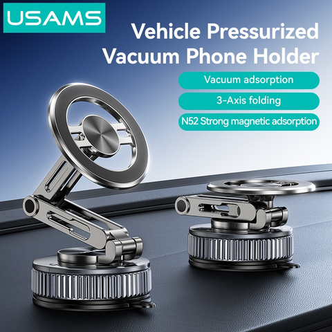 Giá Đỡ Điện Thoại Hút Chân Không Ô Tô Từ Tính + Để Bàn USAMS ZJ087 (360° Rotation, 360° Foldable, 3-Axis folding, N52 Strong magnetic adsorption)