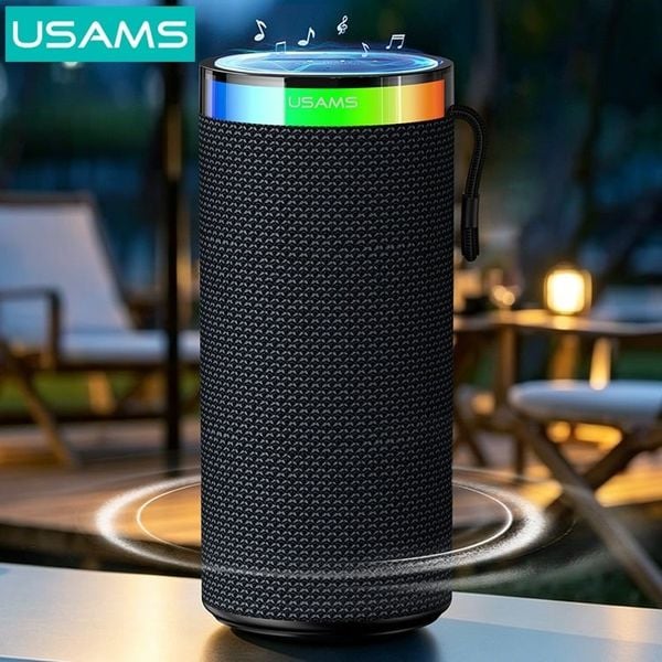 Loa Di Động Không Dây USAMS YX018 10W (Bluetooth v5.4, 4H, 1500mAh, RGB Ambient Lighting 360°, Omni-directional Sound, With BT, TF Card & USB playback, TWS)
