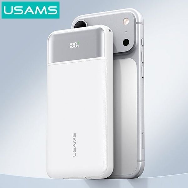 Pin Dự Phòng Kèm Cáp USB-C + Lightning USAMS CD281 10000mAh 22.5W (1*Type-C + 1*USB-A port, Digital LED Display)