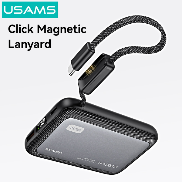Pin Dự Phòng Kèm Cáp Type-C USAMS CD284 PB102 10000mAh 22.5W (Semi-Solid Battery Core, 1*Type-C + 1*USB-A port, Digital Display)