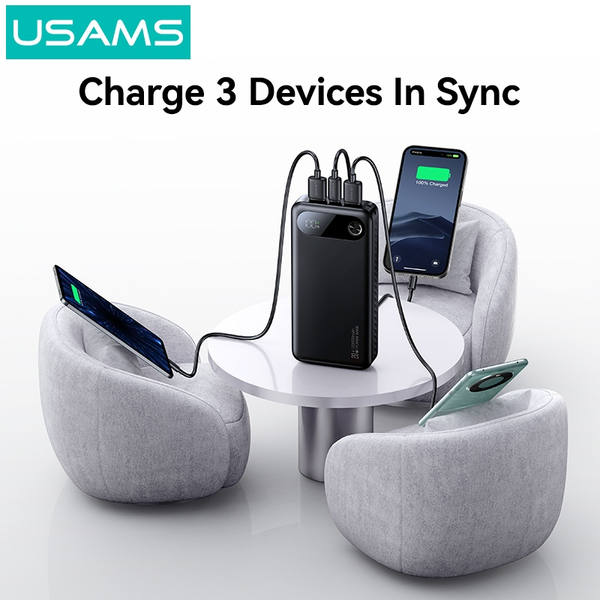 Pin Dự Phòng USAMS CD249 10000mAh/20000mAh 20W (Digital LED Display, USB + 2*Type-C Port)