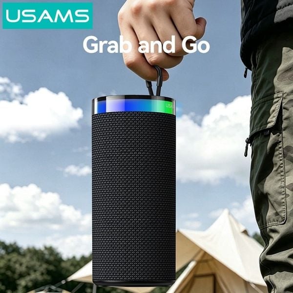 Loa Di Động Không Dây USAMS YX018 10W (Bluetooth v5.4, 4H, 1500mAh, RGB Ambient Lighting 360°, Omni-directional Sound, With BT, TF Card & USB playback, TWS)