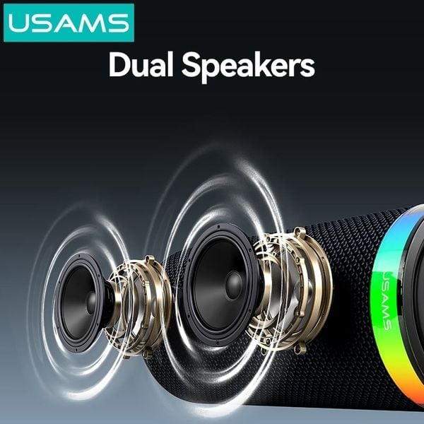 Loa Di Động Không Dây USAMS YX018 10W (Bluetooth v5.4, 4H, 1500mAh, RGB Ambient Lighting 360°, Omni-directional Sound, With BT, TF Card & USB playback, TWS)