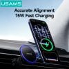 Giá Đỡ Điện Thoại Ô Tô Kiêm Sạc Không Dây USAMS CD277 (Air Vent Version, 15W Wireless Charging, 360° Adjustable, Ice Blue Ambient Lighting, Strong Magnetism)
