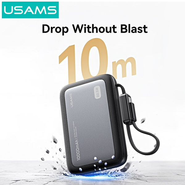Pin Dự Phòng Kèm Cáp Type-C USAMS CD284 PB102 10000mAh 22.5W (Semi-Solid Battery Core, 1*Type-C + 1*USB-A port, Digital Display)