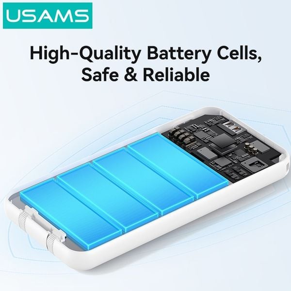 Pin Dự Phòng Kèm Cáp USB-C + Lightning USAMS CD281 10000mAh 22.5W (1*Type-C + 1*USB-A port, Digital LED Display)