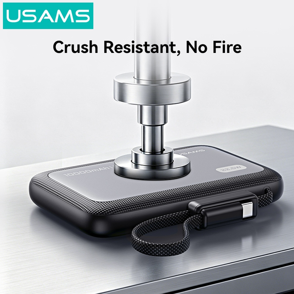 Pin Dự Phòng Kèm Cáp Type-C USAMS CD284 PB102 10000mAh 22.5W (Semi-Solid Battery Core, 1*Type-C + 1*USB-A port, Digital Display)