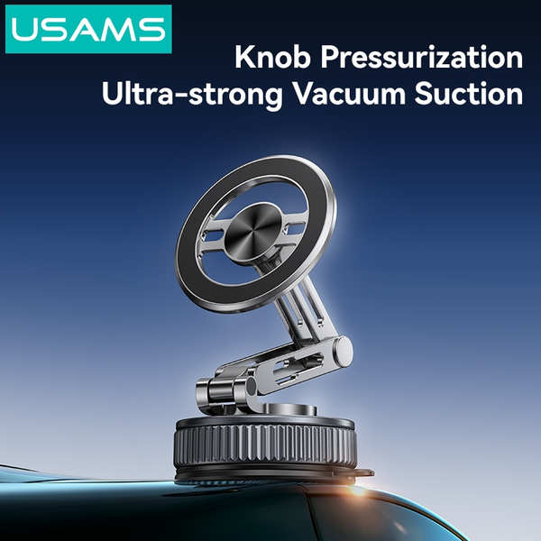 Giá Đỡ Điện Thoại Hút Chân Không Ô Tô Từ Tính + Để Bàn USAMS ZJ087 (360° Rotation, 360° Foldable, 3-Axis folding, N52 Strong magnetic adsorption)