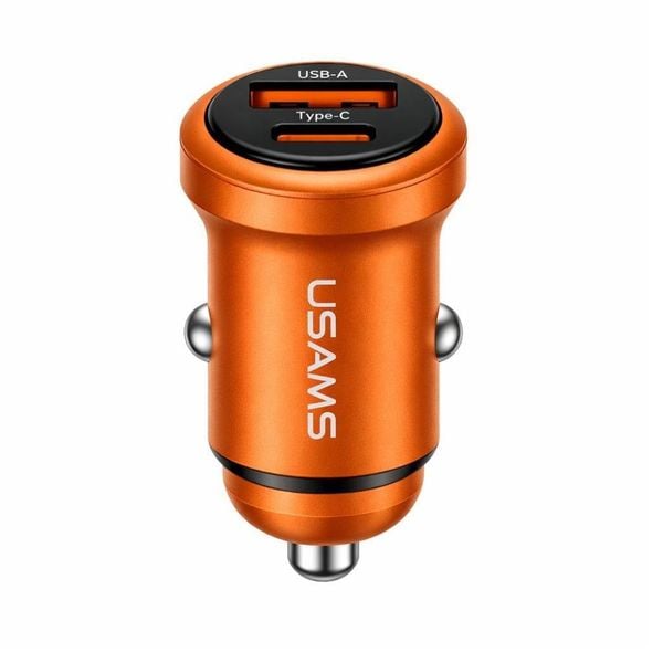 Tẩu Sạc Cho Ô Tô USAMS CC322 30W (1*Type-C + 1*USB-A port, For 12V-24V Car Model)