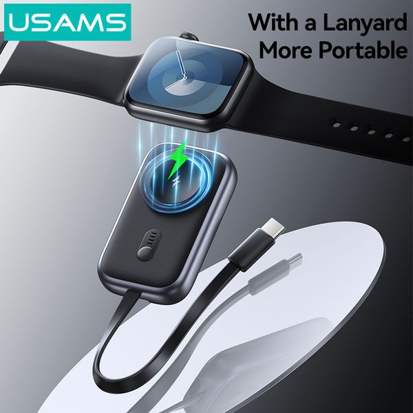 Đế Sạc Không Dây Dự Phòng Cho Watch USAMS CD245 1200mAh 2.5W (with Built-in Type-C cable)