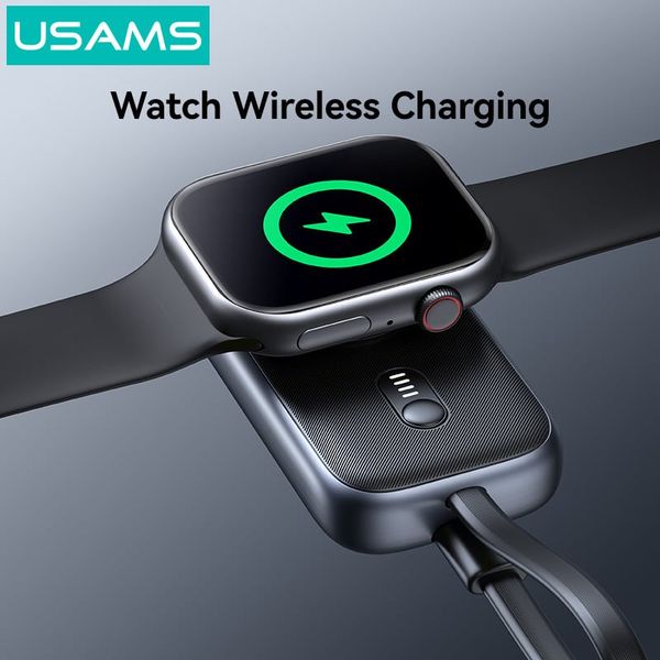 Đế Sạc Không Dây Dự Phòng Cho Watch USAMS CD245 1200mAh 2.5W (with Built-in Type-C cable)
