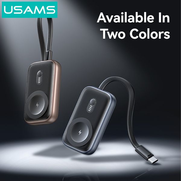 Đế Sạc Không Dây Dự Phòng Cho Watch USAMS CD245 1200mAh 2.5W (with Built-in Type-C cable)