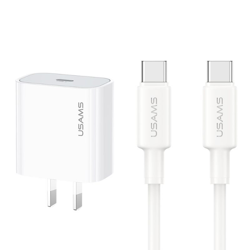 Bộ Sạc Nhanh Kèm Cáp C to C 60W USAMS ZX01 20W (1*Type-C port)