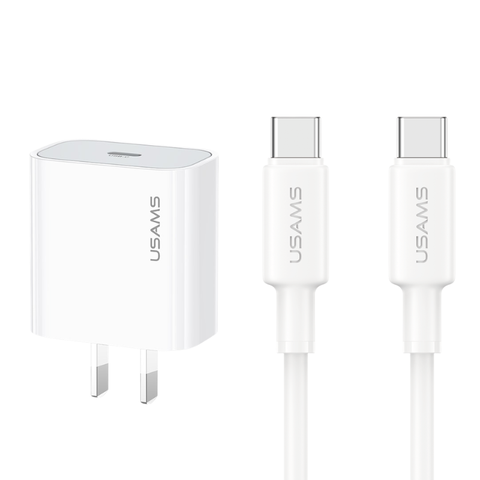 Bộ Sạc Nhanh Kèm Cáp C to C 60W USAMS ZX01 20W (1*Type-C port)