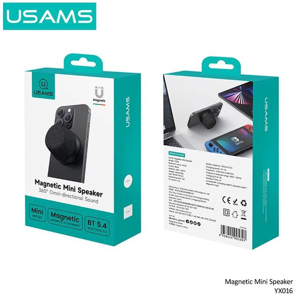 Loa Di Động Từ Tính Mini TWS Bluetooth USAMS YX016 5W (Bluetooth v5.4, 3H, 700mAh, 360° surround sound)