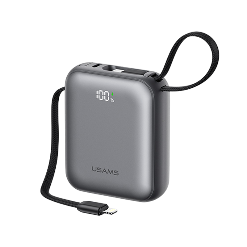 Pin Dự Phòng USAMS CD258 10000mAh 20W (With Built-in Type-C + Lighting cable, Digital Display, 3C Certification)