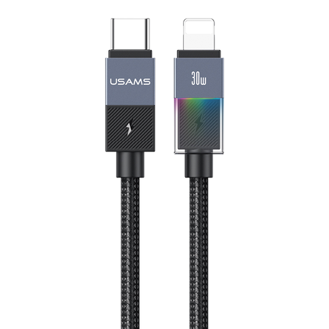Cáp Sạc Nhanh C to Lightning USAMS SJ776 U93 30W (1.2m, Cyberpunk Light Effect, 480Mbps)