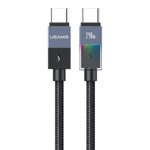 Cáp Sạc Nhanh C to C USAMS SJ775 U93 240W (PD3.1, 1.2m, Cyberpunk Light Effect, 480Mbps)