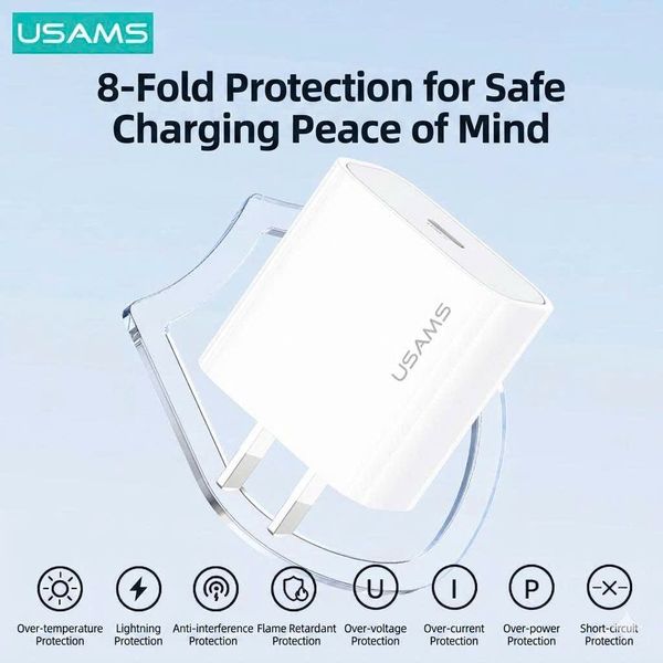 Bộ Sạc Nhanh Kèm Cáp C to C 60W USAMS ZX01 20W (1*Type-C port)