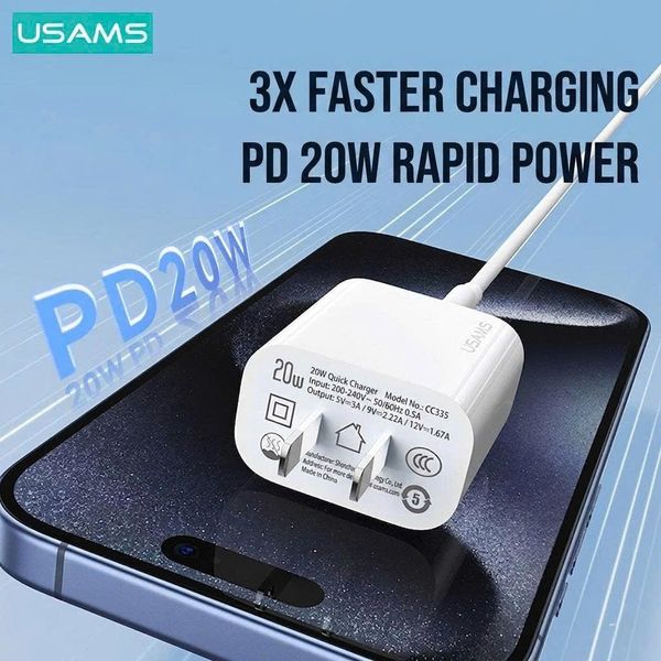 Bộ Sạc Nhanh Kèm Cáp C to C 60W USAMS ZX01 20W (1*Type-C port)