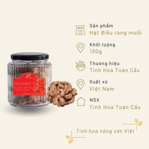 Hạt Điều Rang Muối 130g Hũ Thủy Tinh