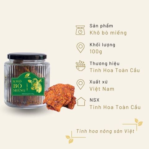 Khô Bò Miếng 100g Hũ Thủy Tinh