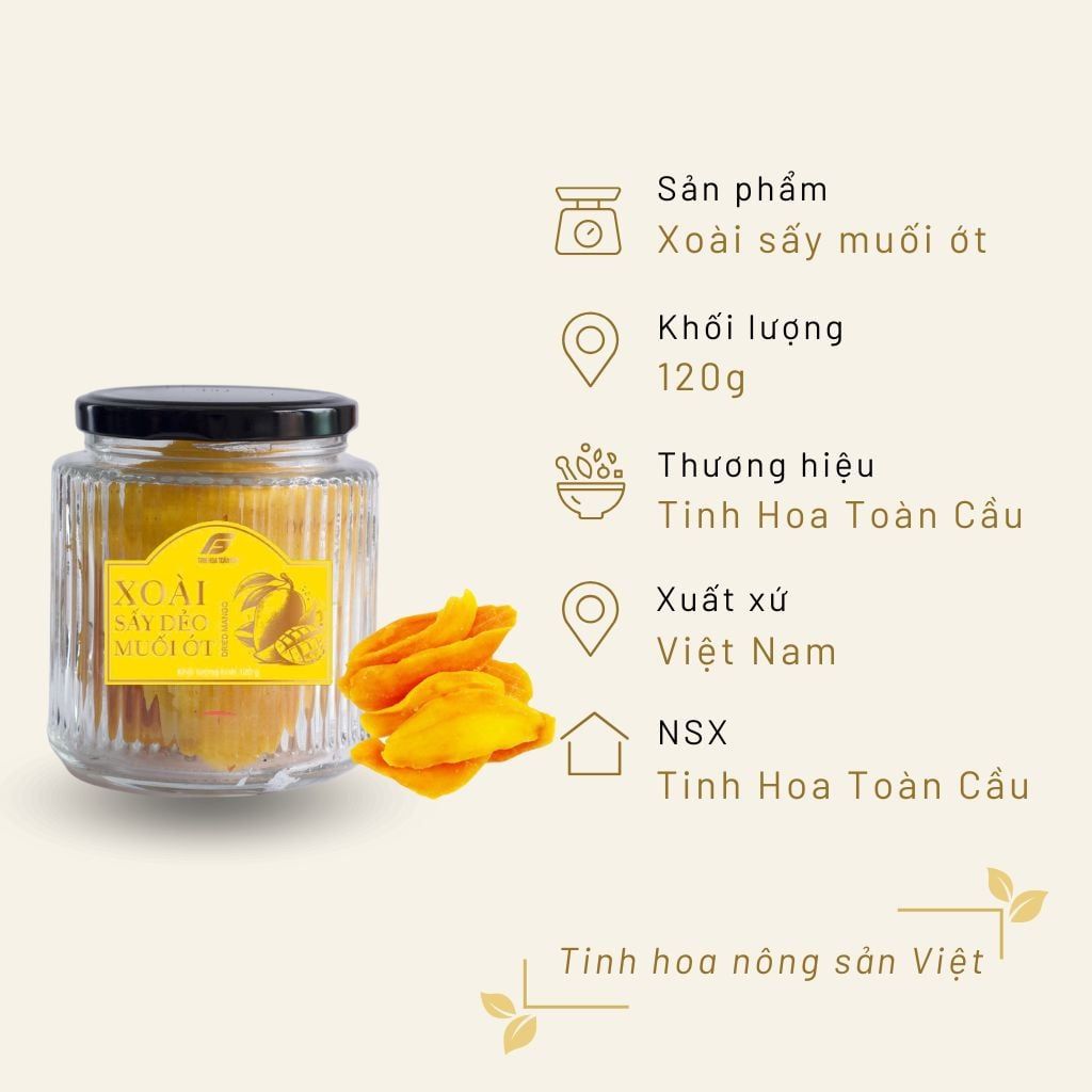 Xoài Sấy Muối Ớt 120g Hũ Thủy Tinh