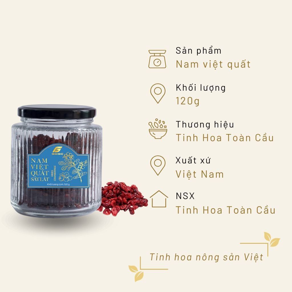 Nam Việt Quất 120g Hũ Thủy Tinh