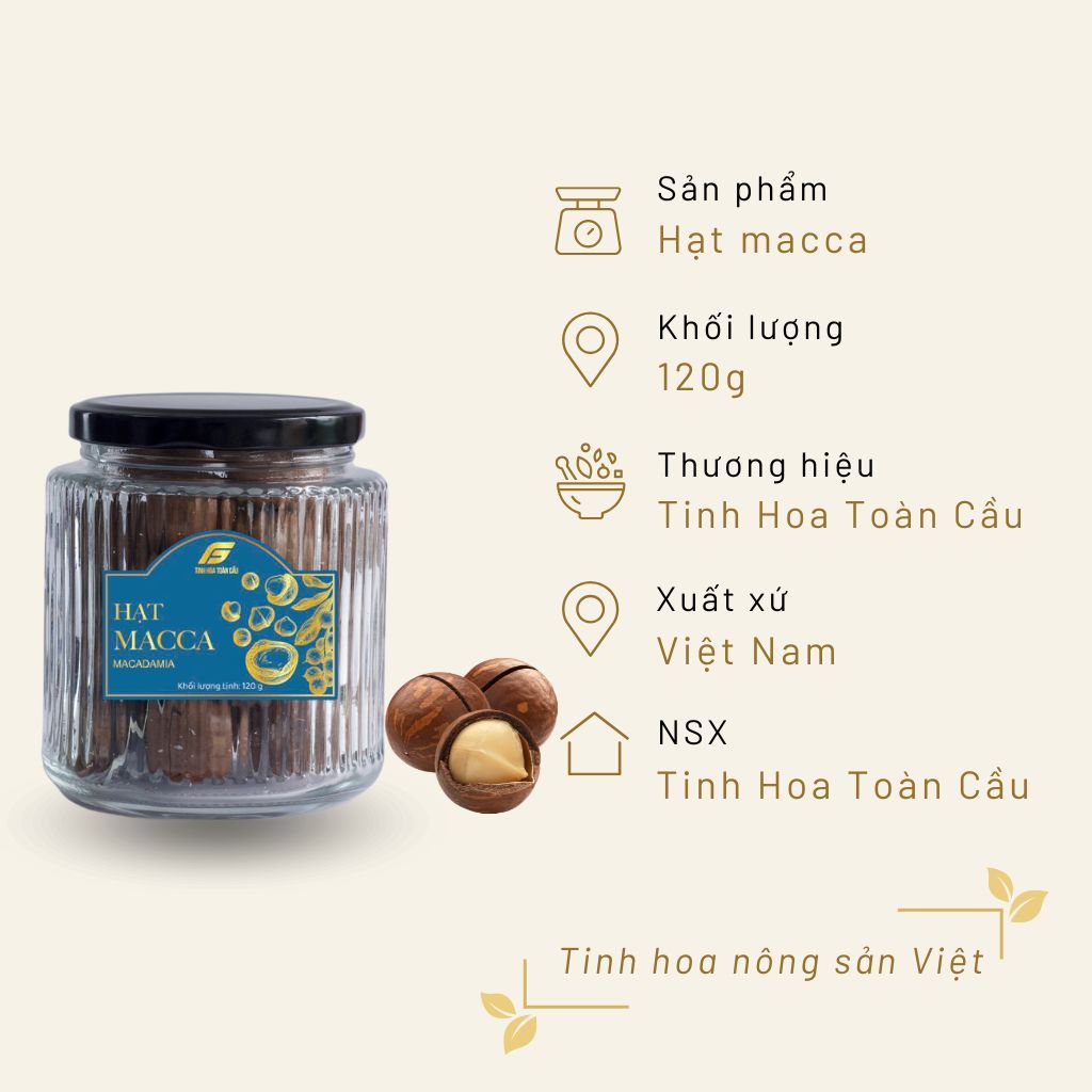 Hạt Macca 120g Hũ Thủy Tinh