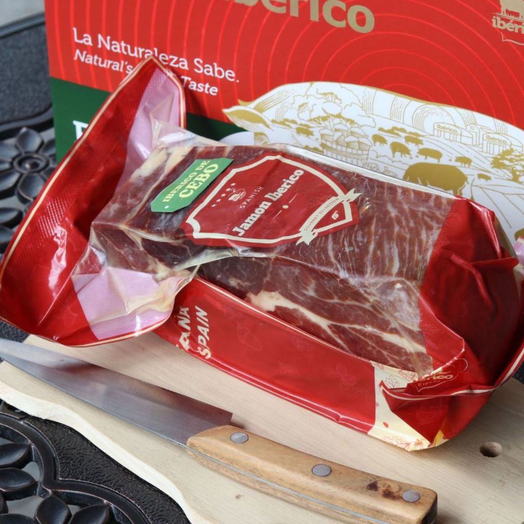 Hộp quà đùi heo muối Deraza mini 1KG Iberico Cebo 50% 24 tháng