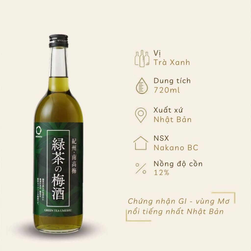 Rượu mơ Nhật Bản Nakano Green Tea vị trà xanh 720ml 12%
