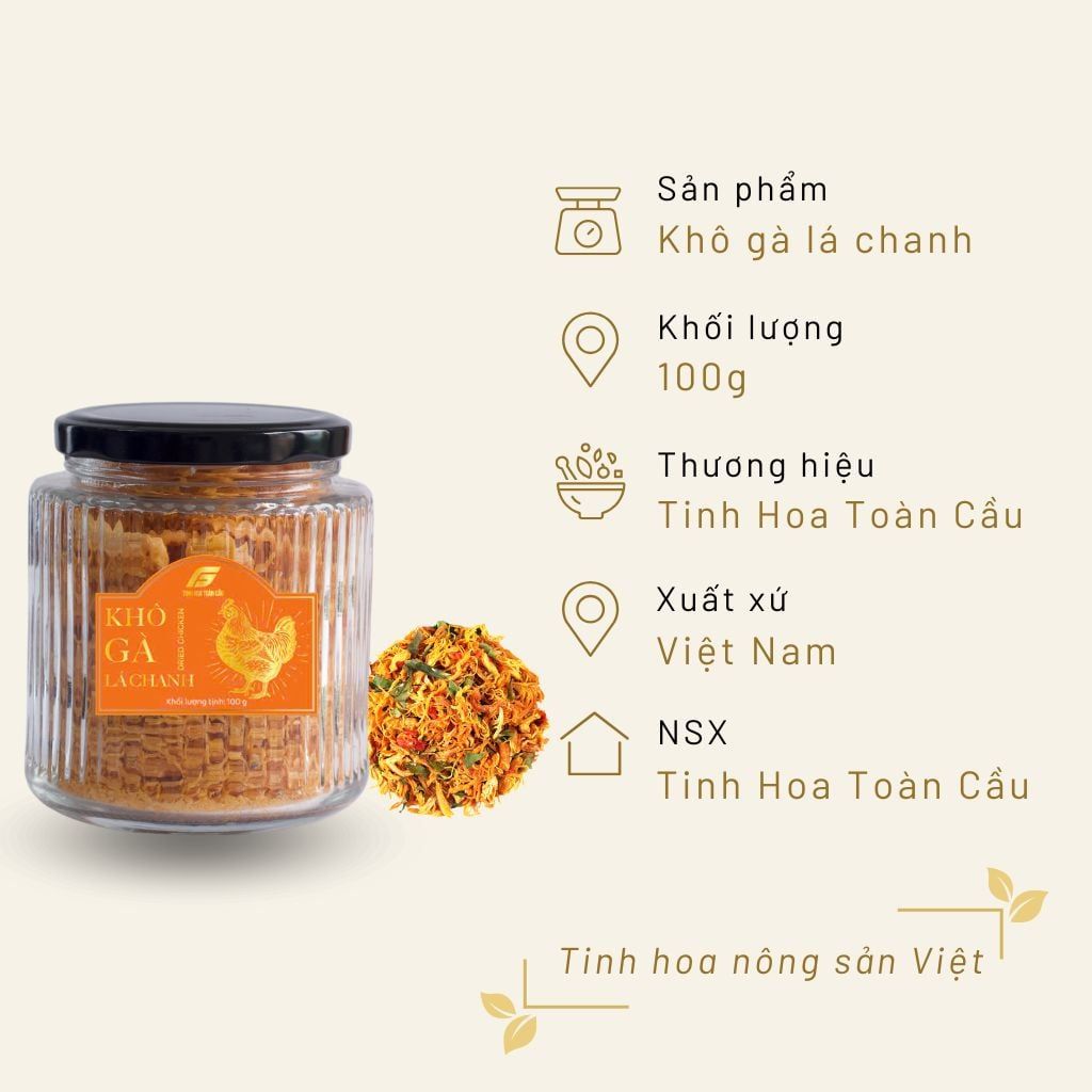 Khô Gà Lá Chanh 100g Hũ Thủy Tinh