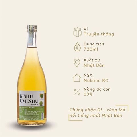 Rượu mơ Nhật Bản Nakano Kishu vị truyền thống 720ml 10%