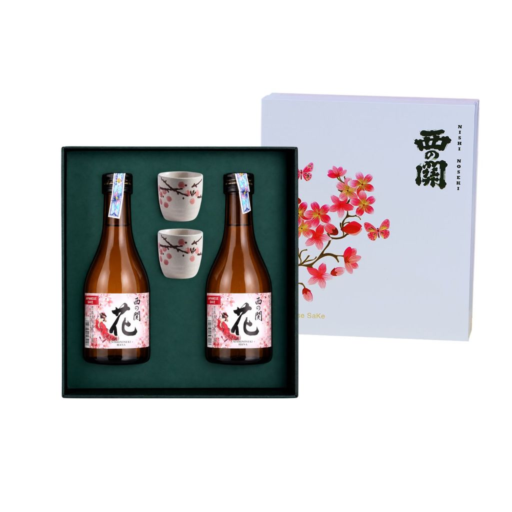 Hộp quà đôi Đào Hoa Niên Sake Nishino Seki Hana 300ml