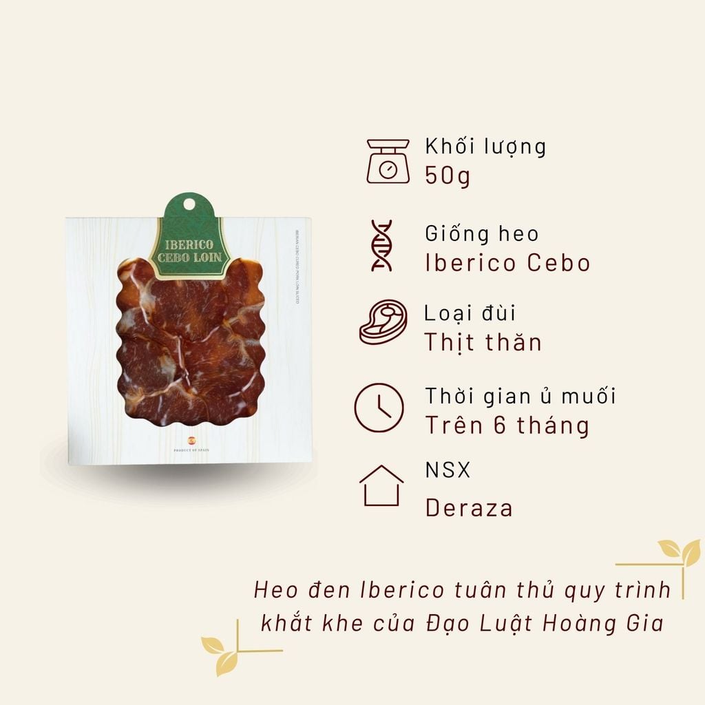 Thịt Thăn Loin Muối Iberico Cebo Cắt Lát 50g DeRaza