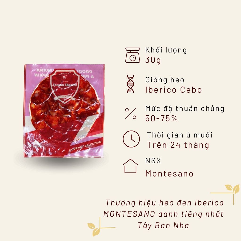 Xúc xích Muối Salami Iberico Cebo Chorizo Gói Cắt Lát 30g Montesano