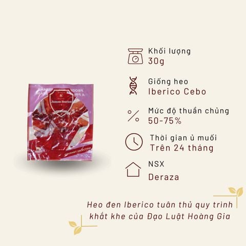 Đùi sau Iberico Cebo 24 tháng cắt lát túi 30g