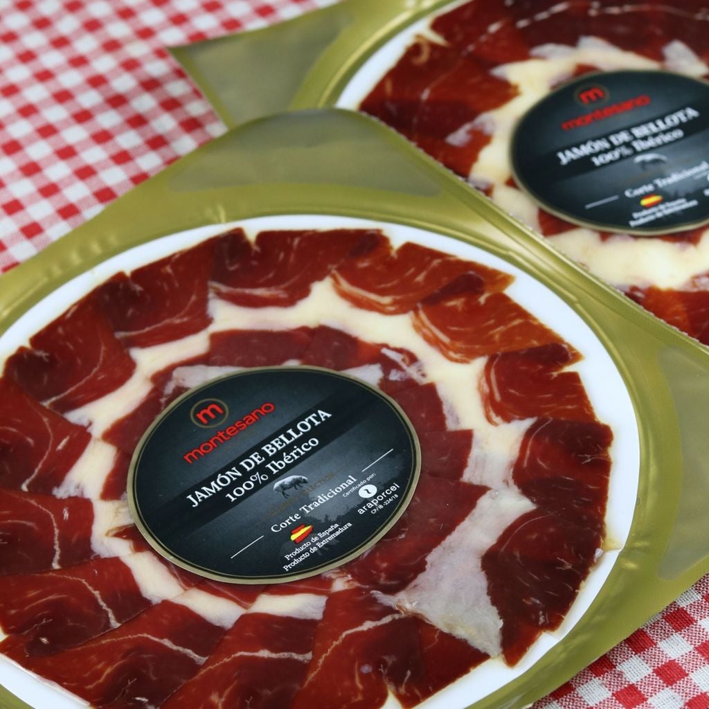 Đùi Sau Heo Muối Iberico Bellota Thuần Chủng 100% 48 Tháng Gói Cắt Lát Truyền Thống 80g Montesano